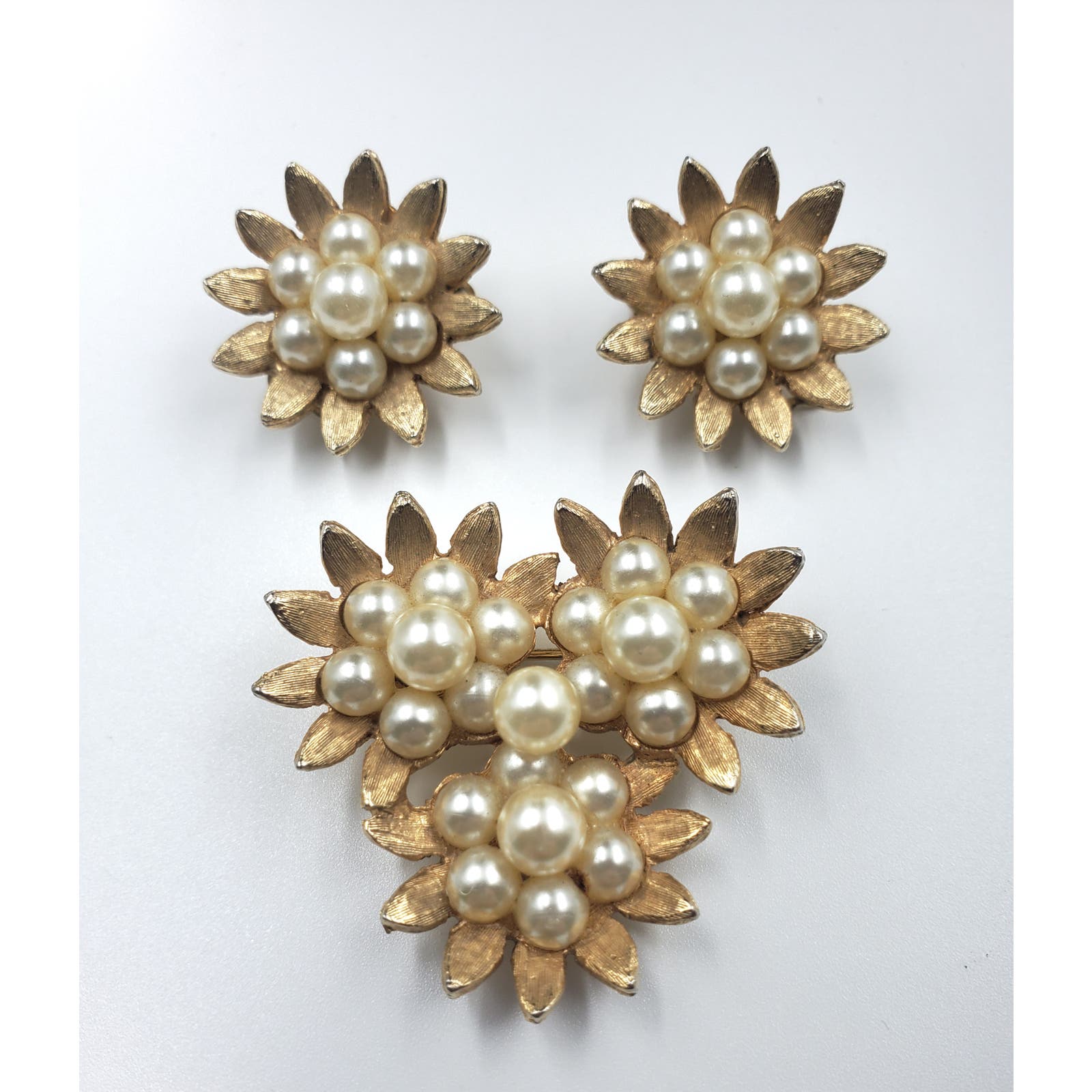 Vintage Marboux Faux Pearl Brooch And Earrings Set Marboux Jewelry